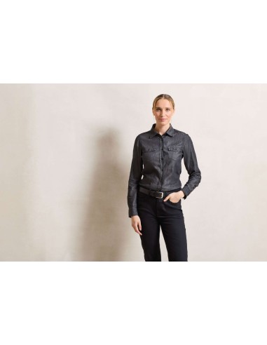 PRE-PR322-Womens Jeans Stitch Denim Shirt